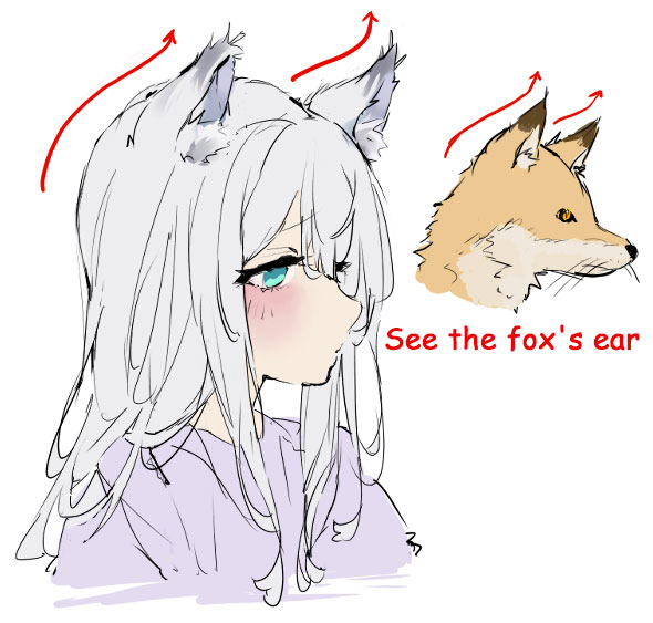 Furry Fox Ears Drawing - Inkeriini